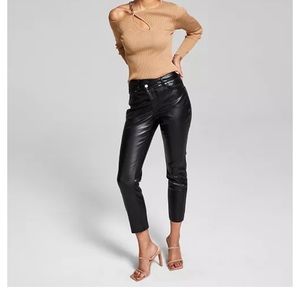 Faux-Leather Straight Leg Ankle Pants